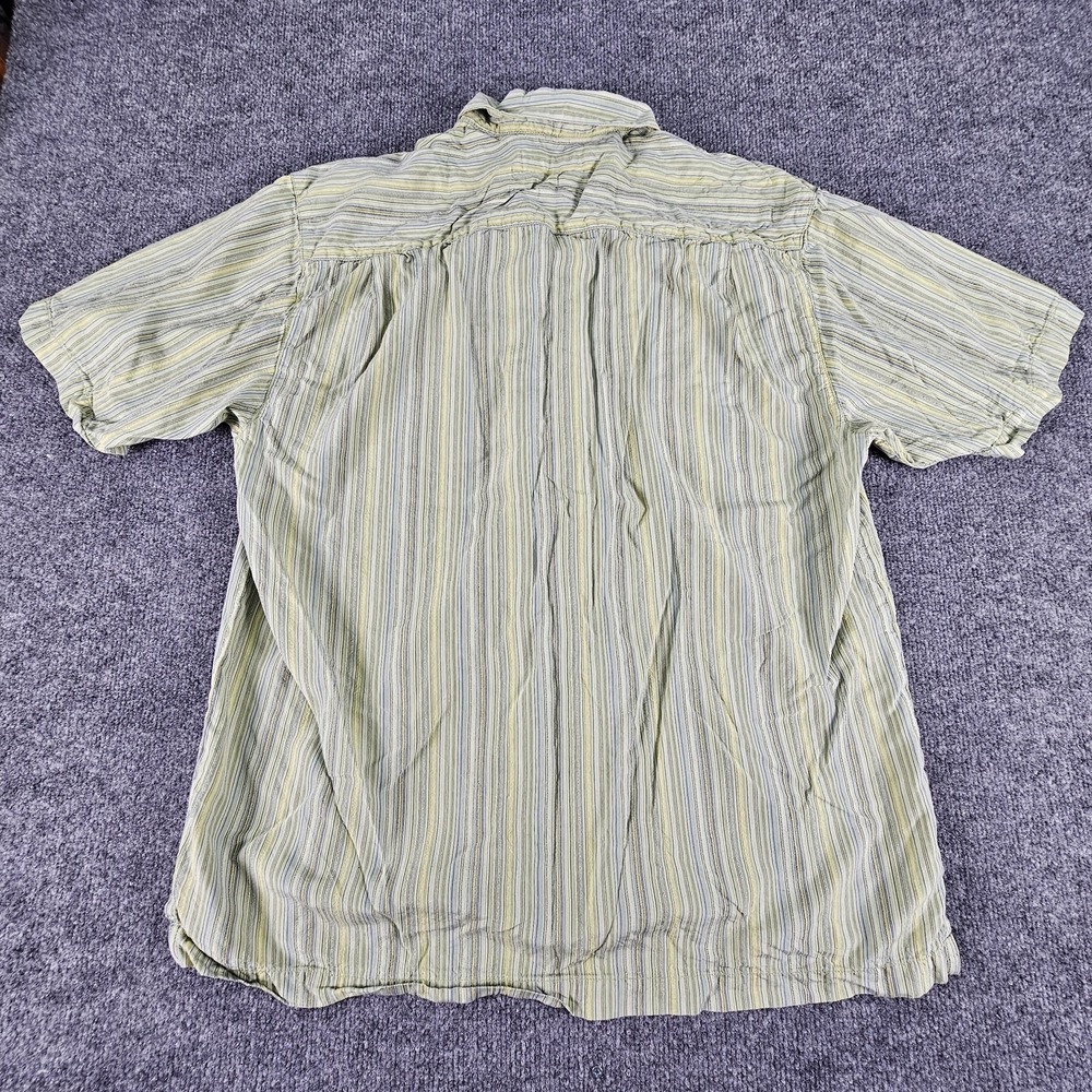 Tommy Bahama Shirt Mens Large Green Blue Striped 100%‎ Silk Short Sleeve Casual - Picture 6 of 7